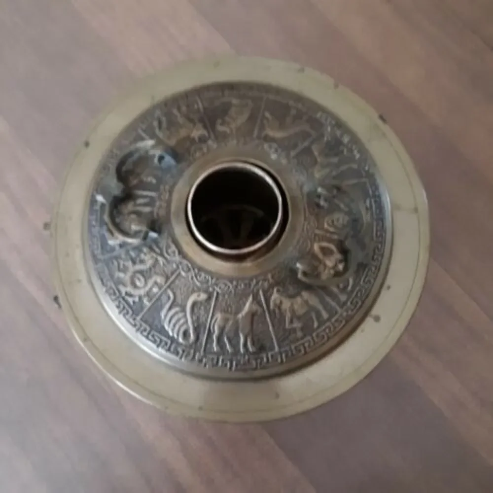 Vintage Chinese Zodiac Brass Hot Pot Fondue Soup Warmer Korea Brazier Korean